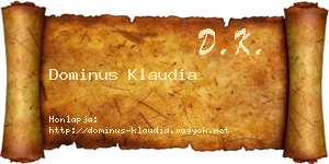 Dominus Klaudia névjegykártya